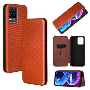 For OPPO Realme 8 / 8 Pro Carbon Fiber Texture Horizontal Flip TPU + PC + PU Leather Case with Card Slot(Brown)