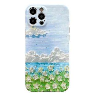 IMD Workmanship Oil Painting Protective Case For iPhone 12 Pro(White Cloud)