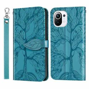 For Xiaomi Mi 11 Life of Tree Embossing Pattern Horizontal Flip Leather Case with Holder & Card Slot & Wallet & Photo Frame & Lanyard(Lake Blue)
