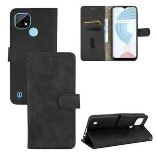 For OPPO Realme C21 Solid Color Skin Feel Magnetic Buckle Horizontal Flip Calf Texture PU Leather Case with Holder & Card Slots & Wallet(Black)