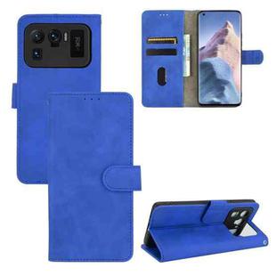 For Xiaomi Mi 11 Ultra Solid Color Skin Feel Magnetic Buckle Horizontal Flip Calf Texture PU Leather Case with Holder & Card Slots & Wallet(Blue)