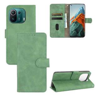 For Xiaomi Mi 11 Pro Solid Color Skin Feel Magnetic Buckle Horizontal Flip Calf Texture PU Leather Case with Holder & Card Slots & Wallet(Green)