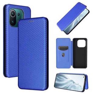 For Xiaomi Mi 11 Pro Carbon Fiber Texture Horizontal Flip TPU + PC + PU Leather Case with Card Slot(Blue)