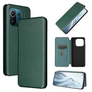 For Xiaomi Mi 11 Pro Carbon Fiber Texture Horizontal Flip TPU + PC + PU Leather Case with Card Slot(Green)