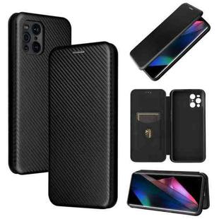 For Oppo Find X3 / X3 Pro Carbon Fiber Texture Horizontal Flip TPU + PC + PU Leather Case with Card Slot(Black)