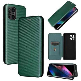 For Oppo Find X3 / X3 Pro Carbon Fiber Texture Horizontal Flip TPU + PC + PU Leather Case with Card Slot(Green)
