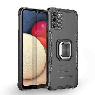 For Samsung Galaxy A02s 164mm Fierce Warrior Series Armor All-inclusive Shockproof Aluminum Alloy + TPU Protective Case with Ring Holder(Black)