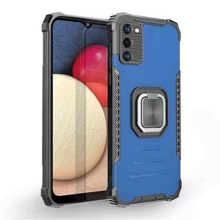 For Samsung Galaxy A02s 164mm Fierce Warrior Series Armor All-inclusive Shockproof Aluminum Alloy + TPU Protective Case with Ring Holder(Blue)