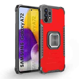For Samsung Galaxy A72 4G / 5G Fierce Warrior Series Armor All-inclusive Shockproof Aluminum Alloy + TPU Protective Case with Ring Holder(Red)