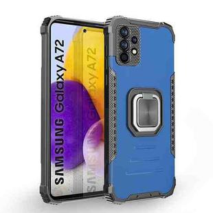 For Samsung Galaxy A72 4G / 5G Fierce Warrior Series Armor All-inclusive Shockproof Aluminum Alloy + TPU Protective Case with Ring Holder(Blue)