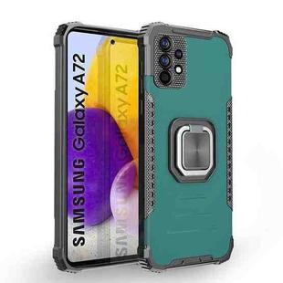 For Samsung Galaxy A72 4G / 5G Fierce Warrior Series Armor All-inclusive Shockproof Aluminum Alloy + TPU Protective Case with Ring Holder(Green)