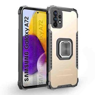 For Samsung Galaxy A72 4G / 5G Fierce Warrior Series Armor All-inclusive Shockproof Aluminum Alloy + TPU Protective Case with Ring Holder(Gold)