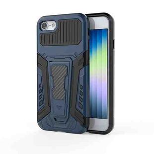 For iPhone SE 2022 / SE 2020 / 8 / 7 War Chariot Series Armor All-inclusive Shockproof PC + TPU Protective Case with Invisible Holder(Blue)
