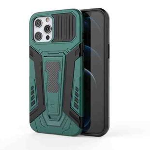For iPhone 12 / 12 Pro War Chariot Series Armor All-inclusive Shockproof PC + TPU Protective Case with Invisible Holder(Green)