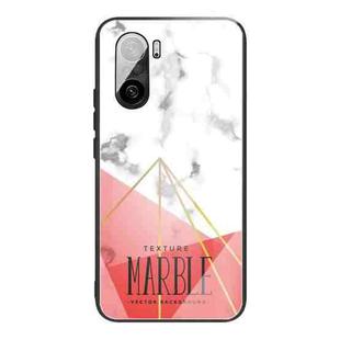 For Xiaomi Redmi K40 / K40 Pro / K40 Pro+ Marble Tempered Glass Back Cover TPU Border Case(HCBL-24)