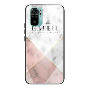 For Xiaomi Redmi Note 10 4G Marble Tempered Glass Back Cover TPU Border Case(HCBL-6)