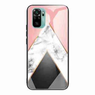 For Xiaomi Redmi Note 10 4G Marble Tempered Glass Back Cover TPU Border Case(HCBL-11)