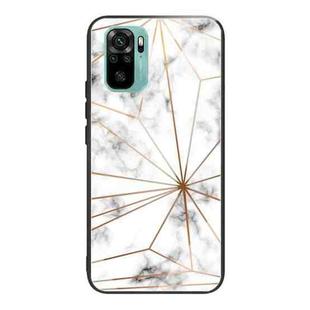 For Xiaomi Redmi Note 10 4G Marble Tempered Glass Back Cover TPU Border Case(HCBL-13)
