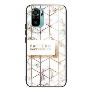 For Xiaomi Redmi Note 10 4G Marble Tempered Glass Back Cover TPU Border Case(HCBL-19)