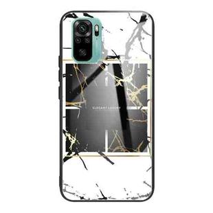 For Xiaomi Redmi Note 10 4G Marble Tempered Glass Back Cover TPU Border Case(HCBL-22)