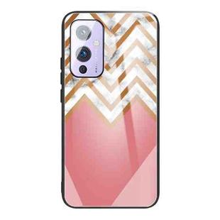 For OnePlus 9 Marble Tempered Glass Back Cover TPU Border Case(HCBL-3)