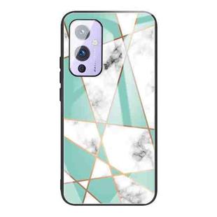 For OnePlus 9 Marble Tempered Glass Back Cover TPU Border Case(HCBL-7)