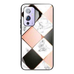 For OnePlus 9 Marble Tempered Glass Back Cover TPU Border Case(HCBL-10)