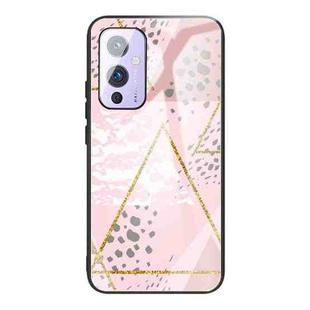 For OnePlus 9 Marble Tempered Glass Back Cover TPU Border Case(HCBL-21)