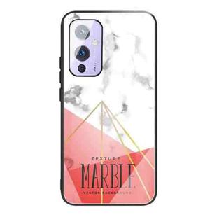 For OnePlus 9 Marble Tempered Glass Back Cover TPU Border Case(HCBL-24)