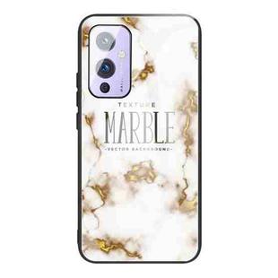For OnePlus 9 Marble Tempered Glass Back Cover TPU Border Case(HCBL-25)