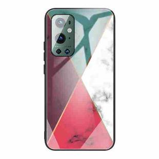 For OnePlus 9 Pro Marble Tempered Glass Back Cover TPU Border Case(HCBL-12)