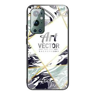 For OnePlus 9 Pro Marble Tempered Glass Back Cover TPU Border Case(HCBL-18)