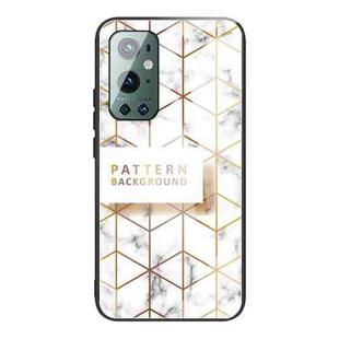 For OnePlus 9 Pro Marble Tempered Glass Back Cover TPU Border Case(HCBL-19)