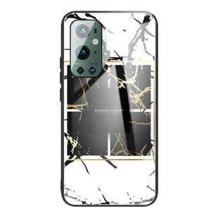 For OnePlus 9 Pro Marble Tempered Glass Back Cover TPU Border Case(HCBL-22)