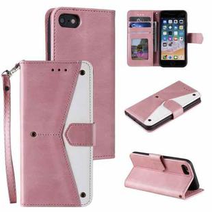 For iPhone SE 2022 / SE 2020 / 8 / 7 Stitching Calf Texture Horizontal Flip Leather Case with Holder & Card Slots & Wallet(Rose Gold)