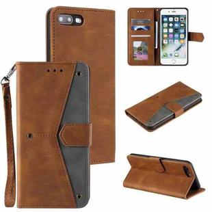 Stitching Calf Texture Horizontal Flip Leather Case with Holder & Card Slots & Wallet For iPhone 8 Plus / 7 Plus(Brown)