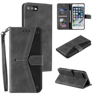 Stitching Calf Texture Horizontal Flip Leather Case with Holder & Card Slots & Wallet For iPhone 8 Plus / 7 Plus(Grey)