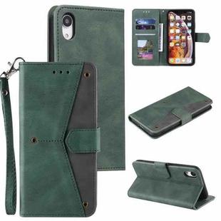 For iPhone X / XS Stitching Calf Texture Horizontal Flip Leather Case with Holder & Card Slots & Wallet(Green)