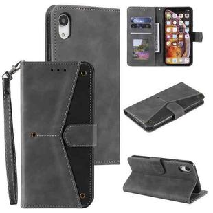For iPhone X / XS Stitching Calf Texture Horizontal Flip Leather Case with Holder & Card Slots & Wallet(Grey)