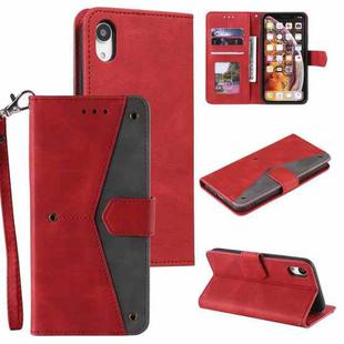 For iPhone XR Stitching Calf Texture Horizontal Flip Leather Case with Holder & Card Slots & Wallet(Red)