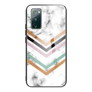 For Samsung Galaxy S20 FE Marble Tempered Glass Back Cover TPU Border Case(HCBL-2)