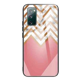 For Samsung Galaxy S20 FE Marble Tempered Glass Back Cover TPU Border Case(HCBL-3)