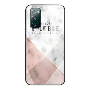 For Samsung Galaxy S20 FE Marble Tempered Glass Back Cover TPU Border Case(HCBL-6)