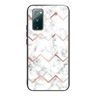 For Samsung Galaxy S20 FE Marble Tempered Glass Back Cover TPU Border Case(HCBL-9)
