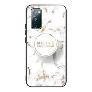 For Samsung Galaxy S20 FE Marble Tempered Glass Back Cover TPU Border Case(HCBL-16)