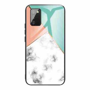 For Samsung Galaxy A02s (US Version) Marble Tempered Glass Back Cover TPU Border Case(HCBL-8)