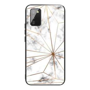 For Samsung Galaxy A02s (US Version) Marble Tempered Glass Back Cover TPU Border Case(HCBL-13)