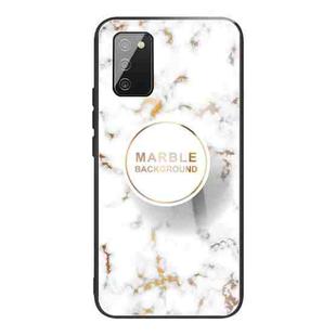 For Samsung Galaxy A02s (US Version) Marble Tempered Glass Back Cover TPU Border Case(HCBL-16)