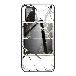 For Samsung Galaxy A02s (US Version) Marble Tempered Glass Back Cover TPU Border Case(HCBL-22)