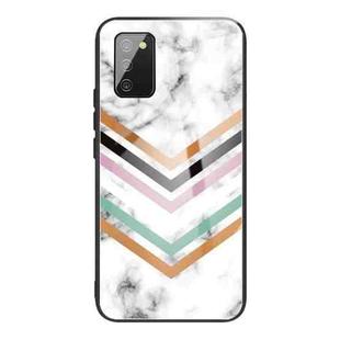 For Samsung Galaxy A02s (EU Version) Marble Tempered Glass Back Cover TPU Border Case(HCBL-2)